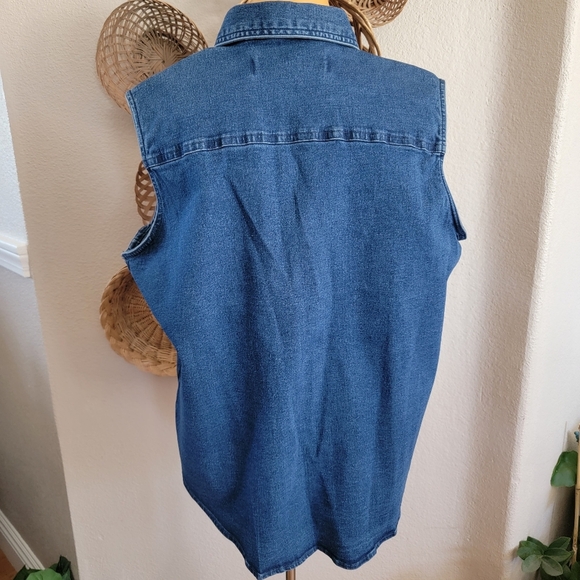 Wrangler 20X Sleeveless Denim Shirt SZ XL - Picture 6 of 6